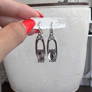 Silver water drop paper clip earrings